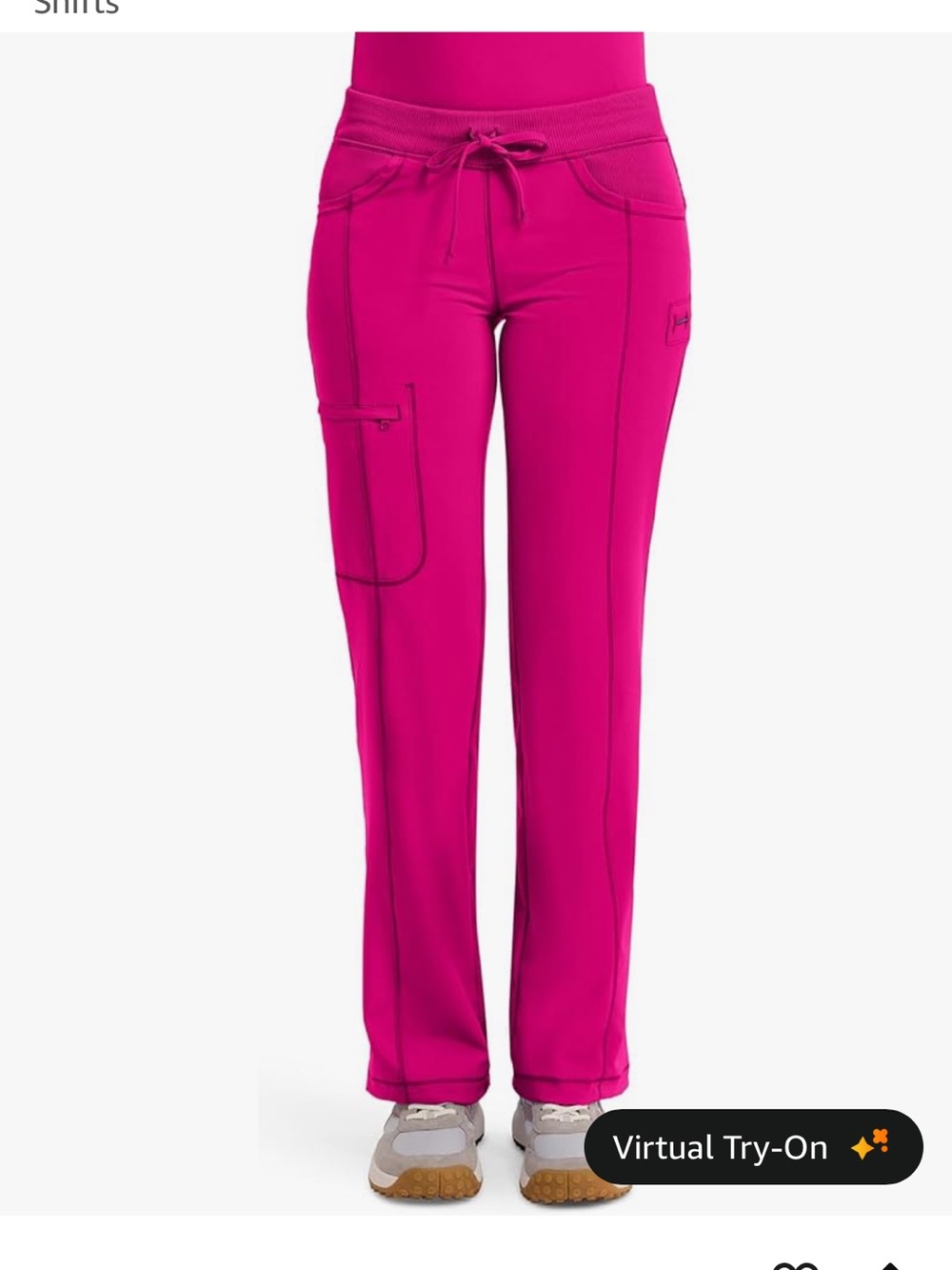 Women's Drawstring Cargo Scrub Pants in Carmine Pink
